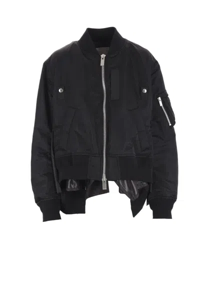 Sacai Twill Nylon Jacket In Black