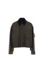 Sacai Full-zip Jacket In Khaki+beige