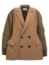 Sacai Long-sleeved Coat In Multicolour