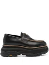 Sacai Black Platform Loafers In 001 Black