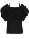 Sacai Cold-shoulder Mini Dress In Black
