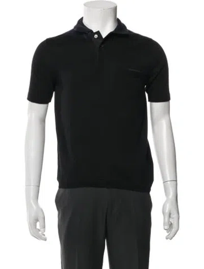 Pre-owned Sacai Collar Short Sleeve Polo Shirt In Black/blue