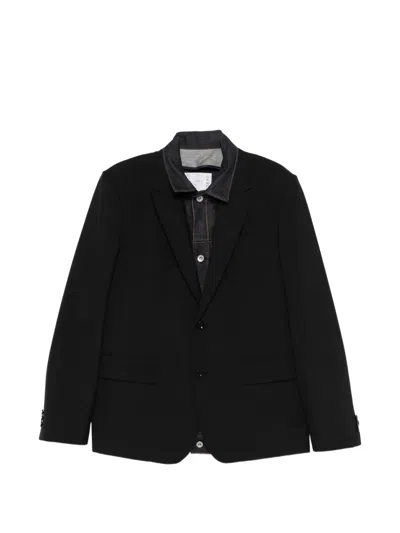 Sacai Collared Jacket In Black