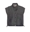 SACAI COLLARED PLEATED SLEEVELESS SHIRT