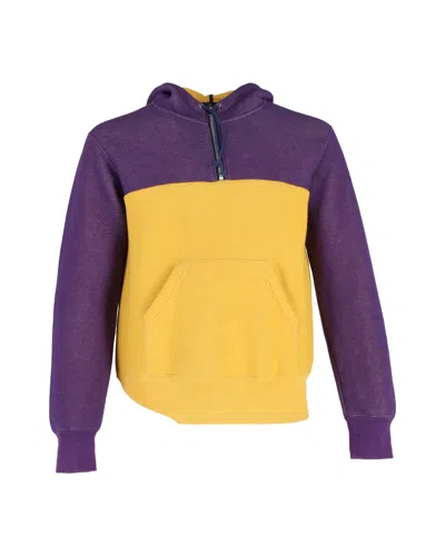 Pre-owned Sacai Colorblock Hooded Sweatshirt In Purple And Yellow Cotton