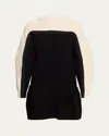 Sacai Colorblock Long-sleeve Wool Mini Dress In Black X Off White