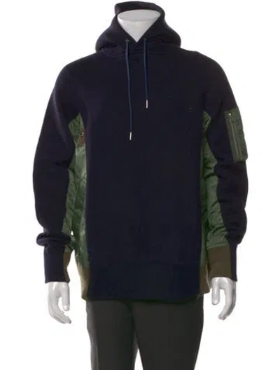 Pre-owned Sacai Colorblock Pattern Crew Neck Hoodie In Black