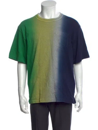 Pre-owned Sacai Colorblock Pattern Crew Neck T-shirt In Blue/green