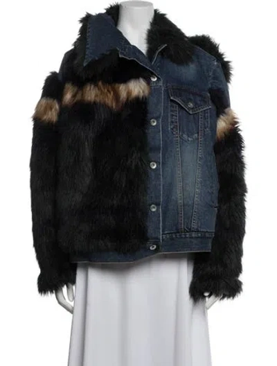 Pre-owned Sacai Colorblock Pattern Denim Jacket In Black