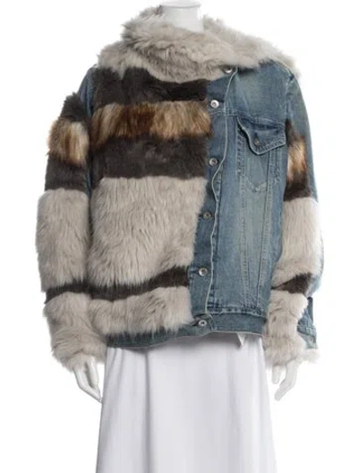 Pre-owned Sacai Colorblock Pattern Denim Jacket In Blue