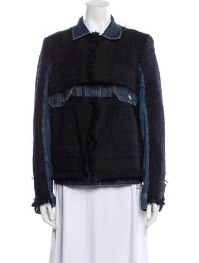 Pre-owned Sacai Colorblock Pattern Denim Jacket In Multi