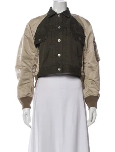 Pre-owned Sacai Colorblock Pattern Evening Jacket In Green