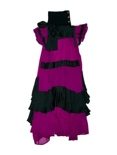 Pre-owned Sacai Colorblock Pattern Long Dress In Purple