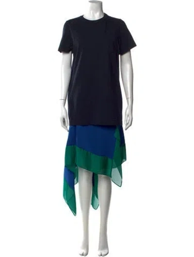 Pre-owned Sacai Colorblock Pattern Midi Length Dress In Blue