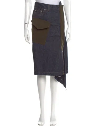Pre-owned Sacai Colorblock Pattern Midi Length Skirt In Blue