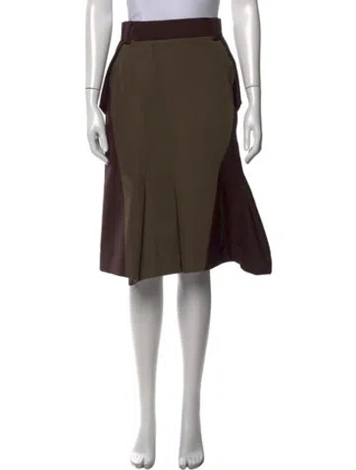 Pre-owned Sacai Colorblock Pattern Midi Length Skirt In Green