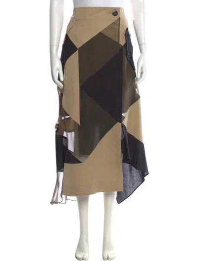 Pre-owned Sacai Colorblock Pattern Midi Length Skirt In Neutral