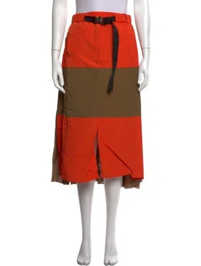 Pre-owned Sacai Colorblock Pattern Midi Length Skirt In Orange