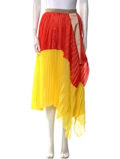 Pre-owned Sacai Colorblock Pattern Midi Length Skirt In Yellow