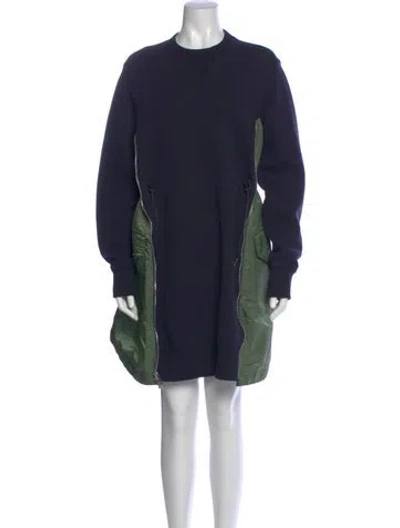 Pre-owned Sacai Colorblock Pattern Mini Dress In Blue