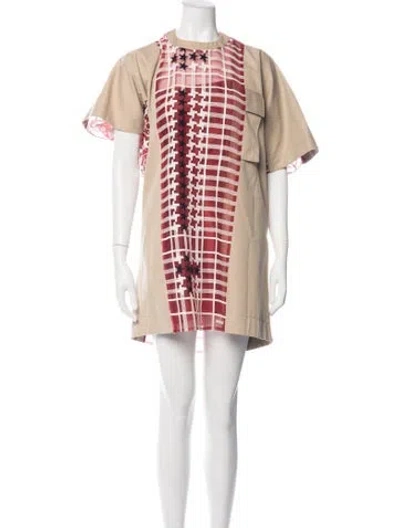 Pre-owned Sacai Colorblock Pattern Mini Dress In Multicolor