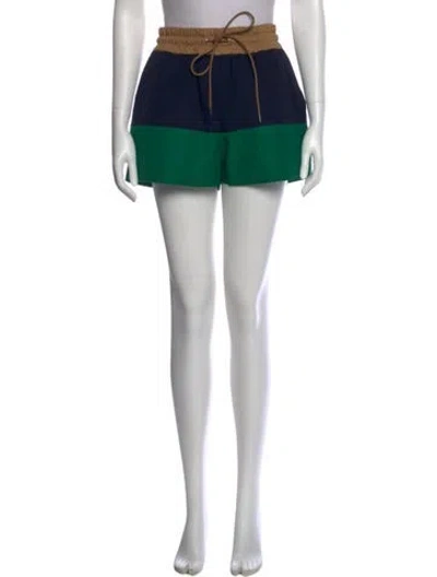 Pre-owned Sacai Colorblock Pattern Mini Shorts In Blue