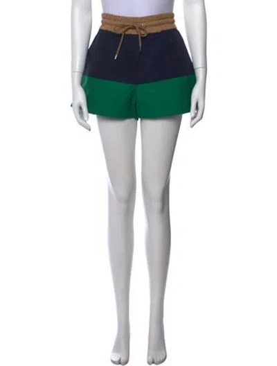 Pre-owned Sacai Colorblock Pattern Mini Shorts In Blue