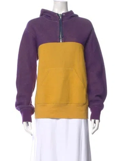 Pre-owned Sacai Colorblock Pattern Mock Neck Sweater In Purple