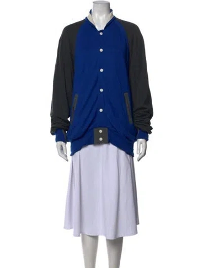 Pre-owned Sacai Colorblock Pattern Open Front Sweater In Blue
