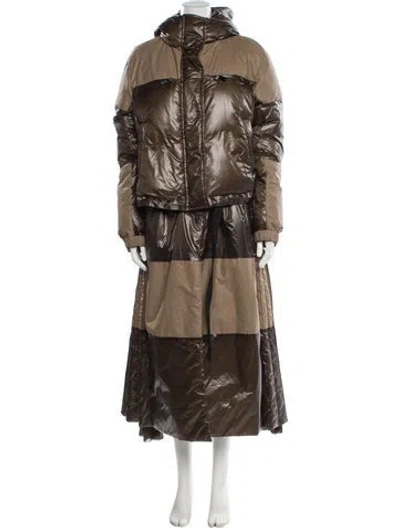 Pre-owned Sacai Colorblock Pattern Parka In Brown