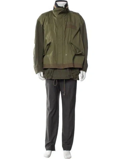 Pre-owned Sacai Colorblock Pattern Parka In Green
