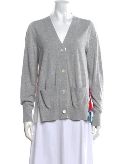 Pre-owned Sacai Colorblock Pattern V-neck Sweater In Grey