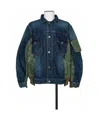 Sacai Blue & Khaki Nylon Twill Denim Jacket In Blue
