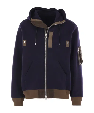 Sacai Zipper Sweatshirt In Blue