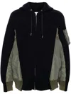 Sacai Sponge Sweat X Nylon Twill Hoodie In Blue