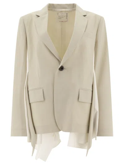 Sacai Combined Blazer In Neutral