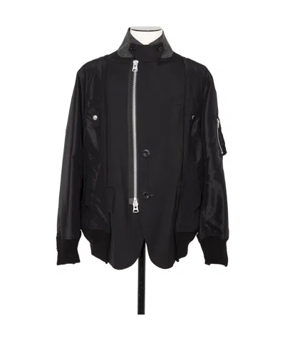 Sacai Contrast-panel Jacket In Black