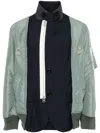 Sacai Contrast-panel Jacket In D/navy×b/khaki