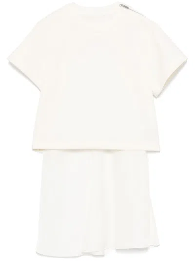 Sacai Contrast-panel T-shirt In Neutrals