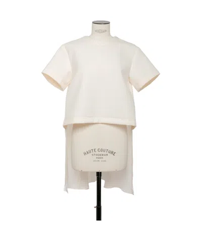 Sacai Contrast-panel T-shirt In White