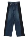 Sacai Womens Panelled Suiting Wide-leg Denim Trousers Blue Navy In Blue