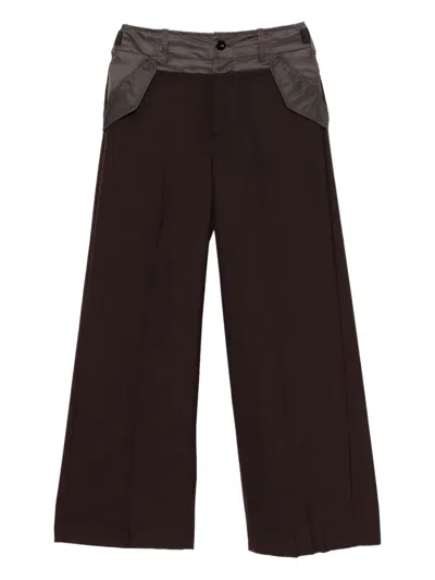 Sacai Contrast Waistband Trousers In Brown
