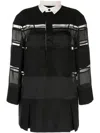 Sacai Contrasting-collar Panelled Minidress In Black