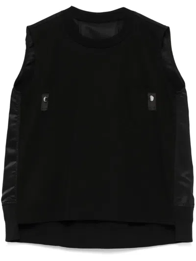 Sacai Contrasting-panel Vest In Black