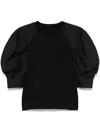Sacai Contrasting-sleeves T-shirt In Black