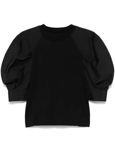 Sacai Contrasting-sleeves T-shirt In Black