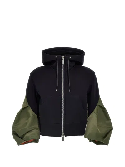 Sacai Contrast-panel Sponge Hoodie In Blue