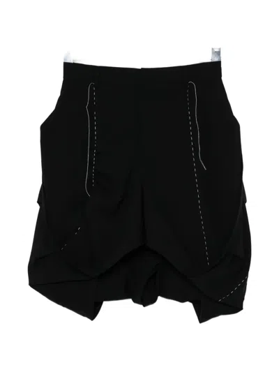 Sacai Contrast-stitch Balloon Skirt In Black