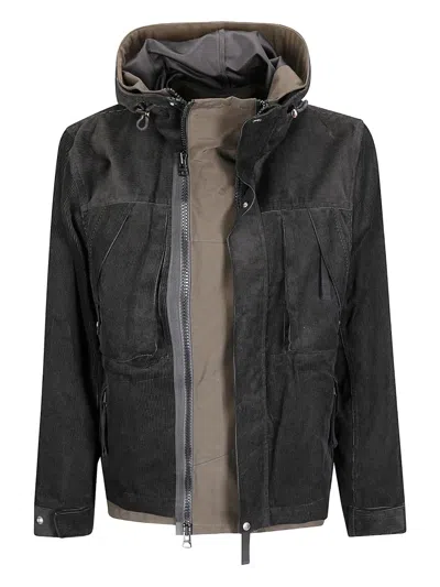 Sacai Corduroy Hooded Blouson In Gray