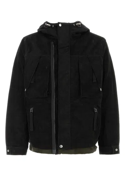 Sacai Corduroy Hooded Jacket In Black